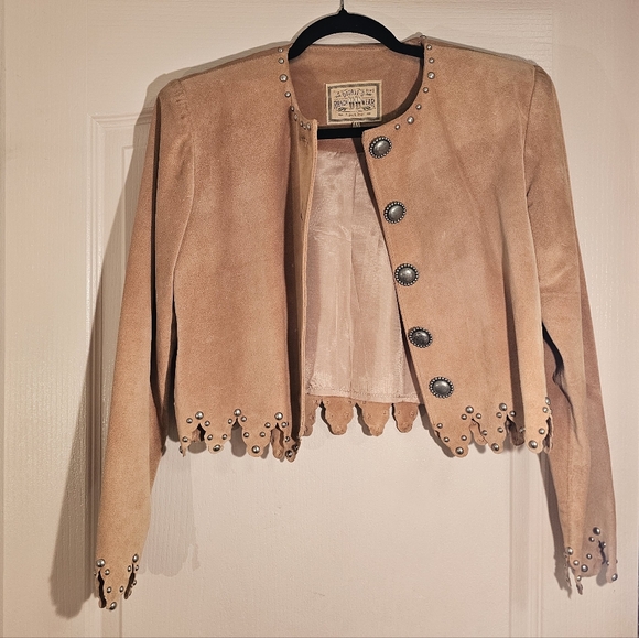 Double D Ranchwear 100% Calf Suede Western Jacket Studded XS - Picture 6 of 9